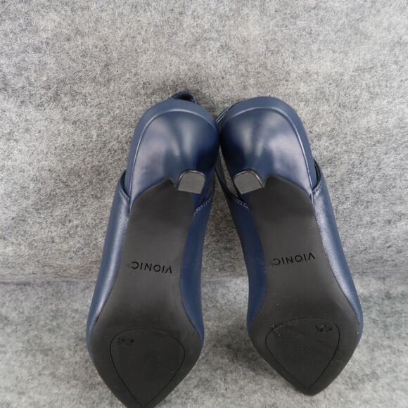 Vionic Shoes Women 5 Pump Kitten Heel Slingback Fashion Career Navy Leather Ziva - Picture 14 of 16